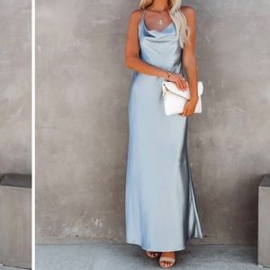 VICI Satin Cowl Neck Maxi Dress